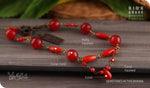 Load image into Gallery viewer, bhavaa Premium Gemstone Jewelry- Anklet. Coy Radiance Collection, Mark-1 | Gemstones: Red Coral, Red Coral Faceted, Red Ruby Faceted
