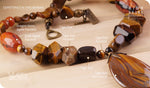 Load image into Gallery viewer, bhavaa Premium Gemstone Jewelry- Necklace. Rustic Elegance Collection, Mark-1 | Gemstones: Tiger Eye, Tiger Eye Faceted, Orange Crab Agate Faceted, Orange Dragon Veins Agate
