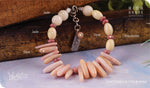 Load image into Gallery viewer, bhavaa Premium Gemstone Jewelry- Bracelet. Vivacious Charm Collection, Mark-1 | Gemstones: Pink Opal, Yellow Jade, Pink Rhodonite
