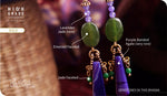 Load image into Gallery viewer, bhavaa Premium Gemstone Jewelry- Earrings. Soothing Vibrancy Collection, Mark-2 | Gemstones: Purple Banded Agate, Lavender Jade, Green Jade Faceted, Green Agate Faceted.
