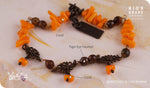 Load image into Gallery viewer, bhavaa Premium Gemstone Jewelry- Anklet. Rustic Elegance Collection, Mark-2 | Gemstones: Orange Coral, Tiger Eye Faceted
