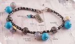 Load image into Gallery viewer, bhavaa Premium Gemstone Jewelry- Anklet. Serene Indulgence Collection, Mark-1 | Gemstones: Grey Crab Agate Faceted, Blue Howlite, Grey Coral, Blue Cat's eye, Hematite, Larvikite
