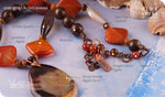 Load image into Gallery viewer, bhavaa Premium Gemstone Jewelry- Necklace. Rustic Elegance Collection, Mark-1 | Gemstones: Brown Druzy Geode Agate, Brown Smoky Quartz, Brown Dragon Veins Agate, Brown Bronzite, Brown Yellow Tiger Eye, Carnelian Agate, Agate
