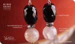Load image into Gallery viewer, bhavaa Premium Gemstone Jewelry- Earrings. Innate Poise Collection, Mark-1 | Gemstones: Black Agate Faceted, Grey Fire Crackle Agate Faceted, Grey Tourmalinated Quartz Faceted
