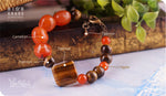 Load image into Gallery viewer, bhavaa Premium Gemstone Jewelry- Bracelet. Rustic Elegance Collection, Mark-2 | Gemstones: Orange Carnelian, Orange Agate, Brown Tigereye
