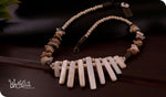 Load image into Gallery viewer, bhavaa Premium Gemstone Jewelry- Necklace. Subtle Luster Collection, Mark-2 | Gemstones: Mother of Pearl, Shell, White Howlite

