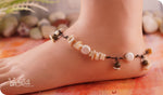 Load image into Gallery viewer, bhavaa Premium Gemstone Jewelry- Anklet. Subtle Luster Collection, Mark-1 | Gemstones: White Turquoise, White Mother of Pearl
