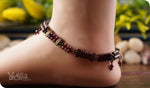 Load image into Gallery viewer, bhavaa Premium Gemstone Jewelry- Anklet. Coy Radiance Collection, Mark-1 | Gemstones: Red Morgan Hill Jasper, Red Garnet 
