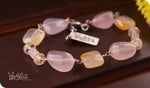 Load image into Gallery viewer, bhavaa Premium Gemstone Jewelry- Bracelet. Vivacious Charm Collection, Mark-2 | Gemstones: Rose Quartz, Yellow Carnelian Faceted, Pink Quartz 
