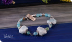 Load image into Gallery viewer, bhavaa Premium Gemstone Jewelry- Bracelet. Serene Indulgence Collection, Mark-2 | Gemstones: Blue Aquamarine Faceted, Blue Dragon Veins Agate
