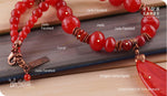 Load image into Gallery viewer, bhavaa Premium Gemstone Jewelry- Necklace. Coy Radiance Collection, Mark-1 | Gemstones: Red Dragon Veins Agate, Red Jade Faceted, Red Jade, Red Coral 
