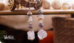 Load image into Gallery viewer, bhavaa Premium Gemstone Jewelry- Earrings. Subtle Lustre Collection, Mark-1 | Gemstones: White Mother of Pearl, Crystal Quartz, Rainbow Moonstone
