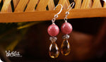 Load image into Gallery viewer, bhavaa Premium Gemstone Jewelry- Earrings. Vivacious Charm Collection, Mark-1 | Gemstones: Rhodonite Faceted, Citrine Faceted
