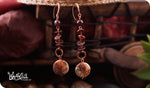 Load image into Gallery viewer, bhavaa Premium Gemstone Jewelry- Earrings. Rustic Elegance Collection, Mark-1 | Gemstones: Brown Rainbow Rhyolite Faceted, Brown Garnet Faceted
