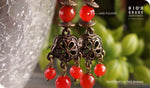Load image into Gallery viewer, bhavaa Premium Gemstone Jewelry- Earrings. Coy Radiance Collection, Mark-2 | Gemstones: Red Jade Faceted
