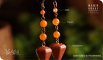Load image into Gallery viewer, bhavaa Premium Gemstone Jewelry- Earrings. Rustic Elegance Collection, Mark-2 | Gemstones: Goldstone, Orange Topaz, Orange Jade
