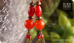 Load image into Gallery viewer, bhavaa Premium Gemstone Jewelry- Earrings. Coy Radiance Collection, Mark-1 | Gemstones: Red Fire Crackle Agate, Red Agate, Red Coral Faceted, Red Coral
