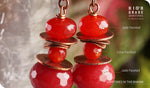 Load image into Gallery viewer, bhavaa Premium Gemstone Jewelry- Earrings. Coy Radiance Collection, Mark-2 | Gemstones: Red Jade, Red Coral Faceted

