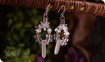 Load image into Gallery viewer, bhavaa Premium Gemstone Jewelry- Earrings. Subtle Lustre Collection, Mark-1 | Gemstones: Frosted Clear Quartz, Crystal Faceted, Clear Quartz Faceted 
