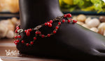 Load image into Gallery viewer, bhavaa Premium Gemstone Jewelry- Anklet. Coy Radiance Collection, Mark-1 | Gemstones: Red Coral, Red Jade
