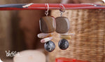 Load image into Gallery viewer, bhavaa Premium Gemstone Jewelry- Earrings. Innate Poise Collection, Mark-1 | Gemstones: Larvikite Faceted, Grey Imperial Jasper, Grey Ocean Jasper
