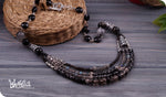 Load image into Gallery viewer, bhavaa Premium Gemstone Jewelry- Necklace. Vivacious Charm Collection, Mark-1 | Gemstones: Black Onyx, Black Onyx Agate, Smoky Quartz, Luminescence Labradorite, Grey Tourmanlinated Quartz
