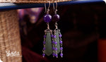 Load image into Gallery viewer, bhavaa Premium Gemstone Jewelry- Earrings. Soothing Vibrancy Collection, Mark-1 | Gemstones: Aventurine, Lavender Jade, Purple Agate Faceted
