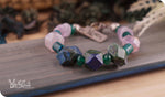 Load image into Gallery viewer, bhavaa Premium Gemstone Jewelry Bracelet. Soothing Vibrancy Collection, Mark-1 | Gemstones: Green Chrysocolla Faceted, Green Onyx Faceted, Green Azurite Chrysocolla, Purple Agate, Amethyst
