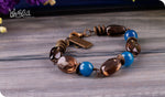 Load image into Gallery viewer, bhavaa Premium Gemstone Jewelry- Bracelet. Serene Indulgence Collection, Mark-2 | Gemstones: Blue Agate Faceted, Smoky Quartz Faceted, Smoky Quartz Smooth
