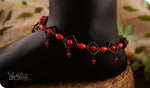 Load image into Gallery viewer, bhavaa Premium Gemstone Jewelry- Anklet. Coy Radiance Collection, Mark-1 | Gemstones: Coral, Ruby, Garnet
