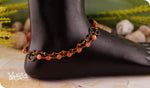 Load image into Gallery viewer, bhavaa Premium Gemstone Jewelry- Anklet. Rustic Elegance Collection, Mark-1 | Gemstones: Orange Cat's Eye Faceted, Tiger Eye, Bronzite
