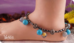 Load image into Gallery viewer, bhavaa Premium Gemstone Jewelry- Anklet. Serene Indulgence Collection, Mark-1 | Gemstones: Grey Crab Agate Faceted, Blue Howlite, Grey Coral, Blue Cat's eye, Hematite, Larvikite
