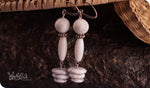 Load image into Gallery viewer, bhavaa Premium Gemstone Jewelry- Earrings. Subtle Lustre Collection, Mark-1 | Gemstones: White Jade, White Coral, White Howlite
