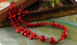 Load image into Gallery viewer, bhavaa Premium Gemstone Jewelry- Necklace. Coy Radiance Collection, Mark-1 | Gemstones: Red Turquoise, Red Jade, Red Coral, Red Coral Faceted, Red Jade Faceted
