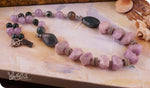 Load image into Gallery viewer, bhavaa Premium Gemstone Jewelry- Necklace. Soothing Vibrancy Collection, Mark-1 | Gemstones: Green Moss Agate Faceted, Purple Kunzite Faceted, Amethyst
