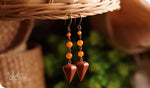 Load image into Gallery viewer, bhavaa Premium Gemstone Jewelry- Earrings. Rustic Elegance Collection, Mark-2 | Gemstones: Goldstone, Orange Topaz, Carnelian
