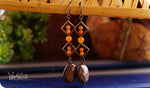 Load image into Gallery viewer, bhavaa Premium Gemstone Jewelry- Earrings. Rustic Elegance Collection, Mark-2 | Gemstones: Brown Bronzite Faceted, Orange South American Topaz,  Carnelian
